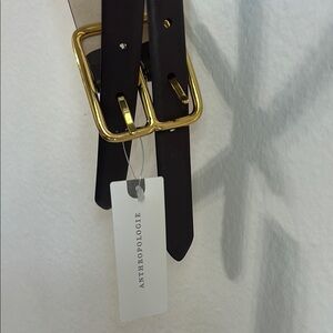 Anthropologie Dark Brown Gold Double Buckle Belt